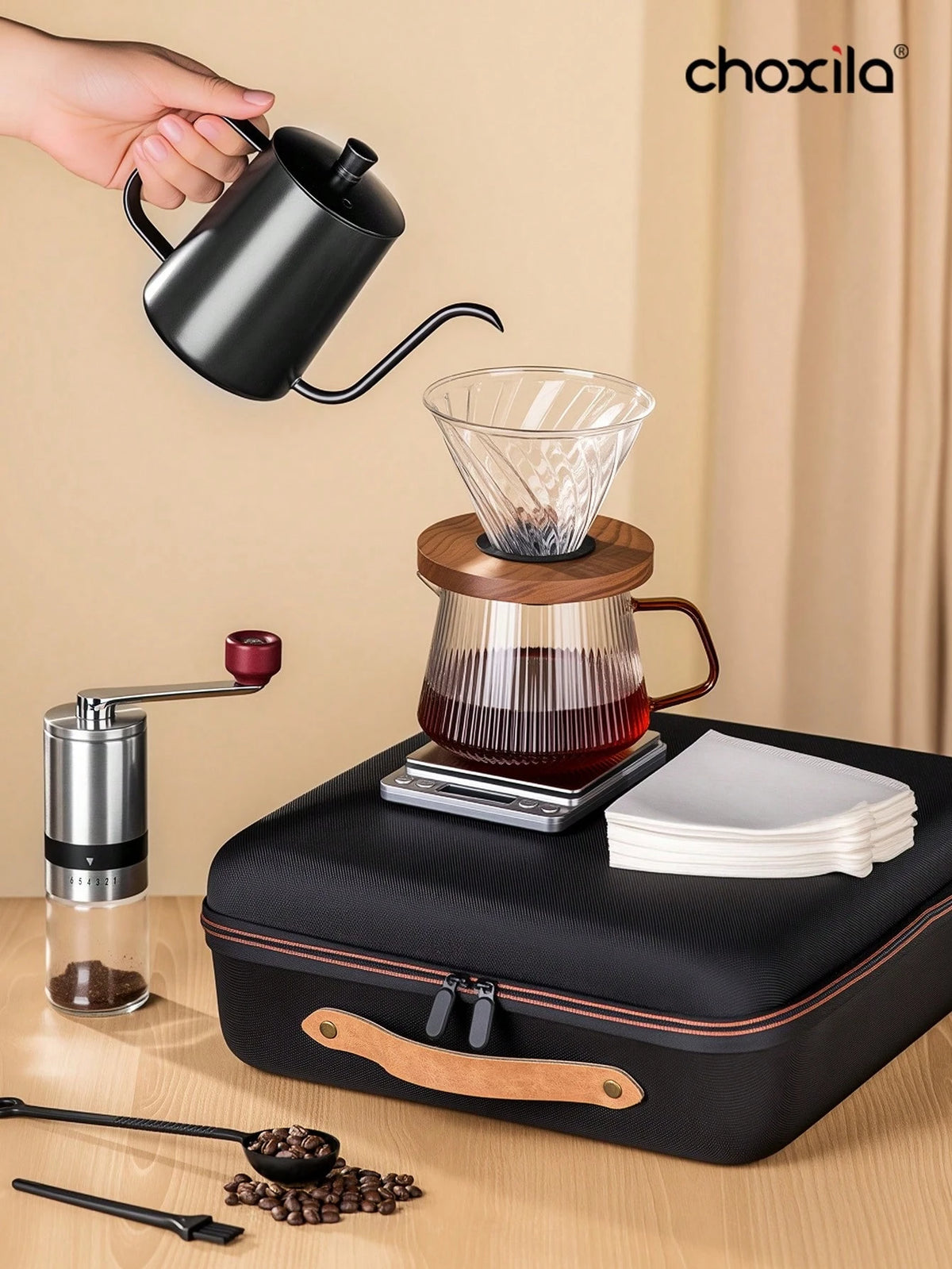 Pour Over Coffee Maker 8-Piece Set with Travel Case