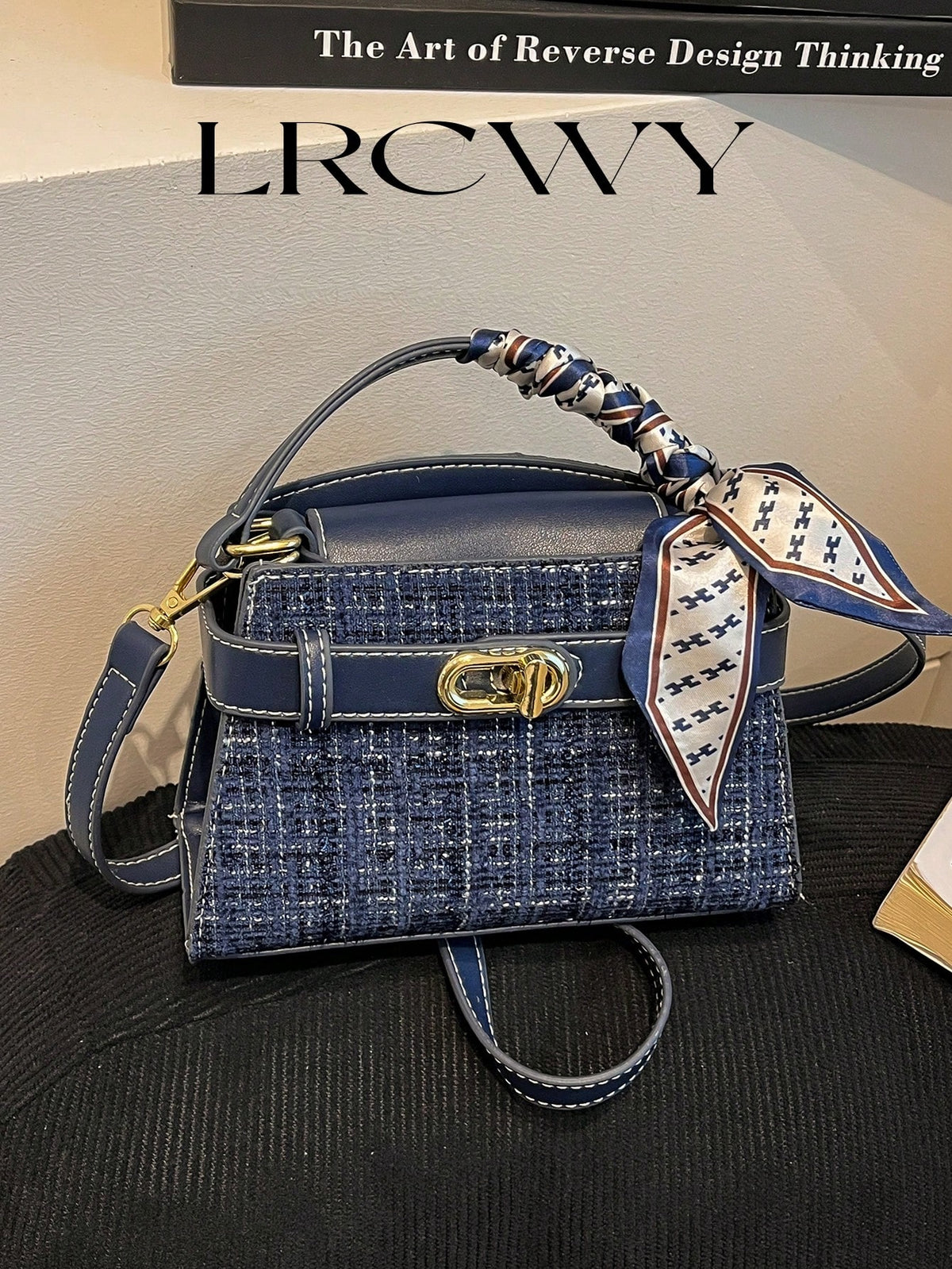 Women's Square Handbag Scarf Buckle Crossbody Mini Bag