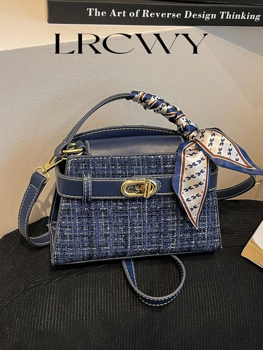 Women's Square Handbag Scarf Buckle Crossbody Mini Bag