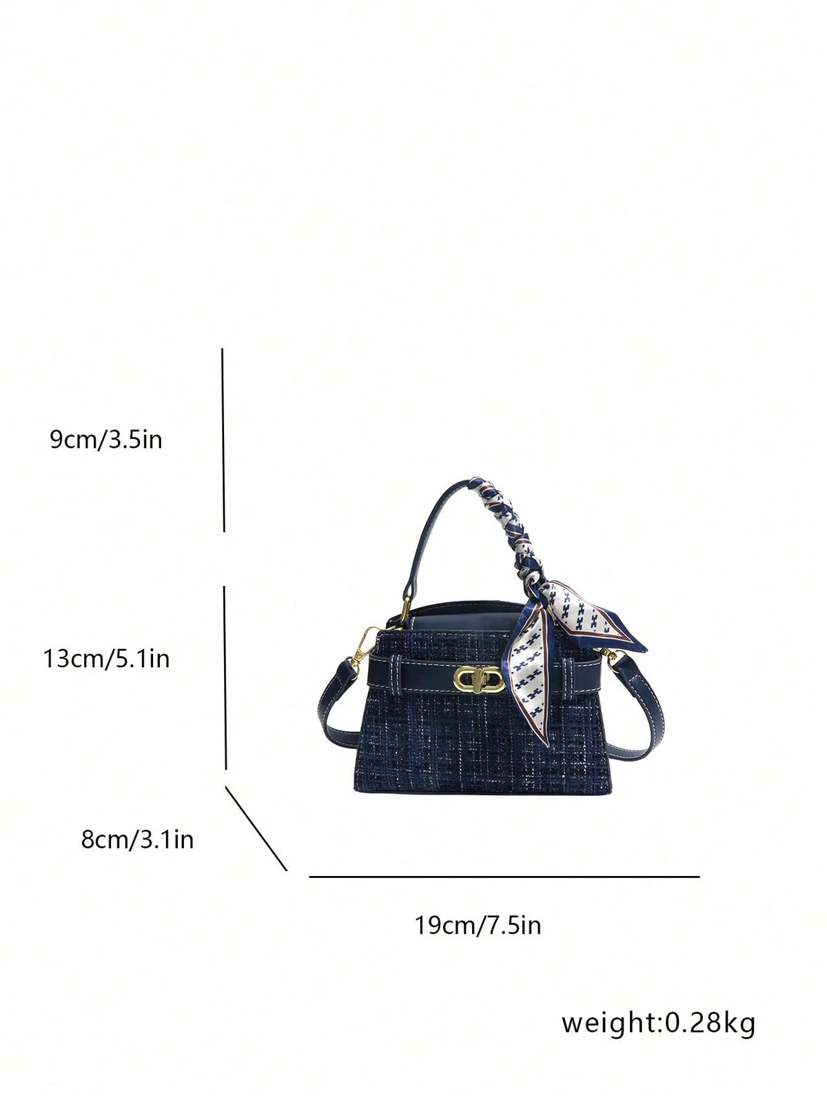 Women's Square Handbag Scarf Buckle Crossbody Mini Bag