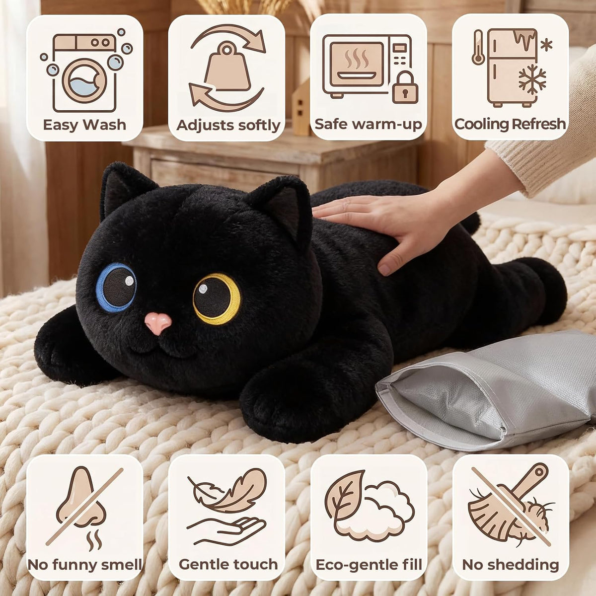 Mewaii Cat Weighted Plush Stuffed Toy Heatable Coolable 1-2.3kg