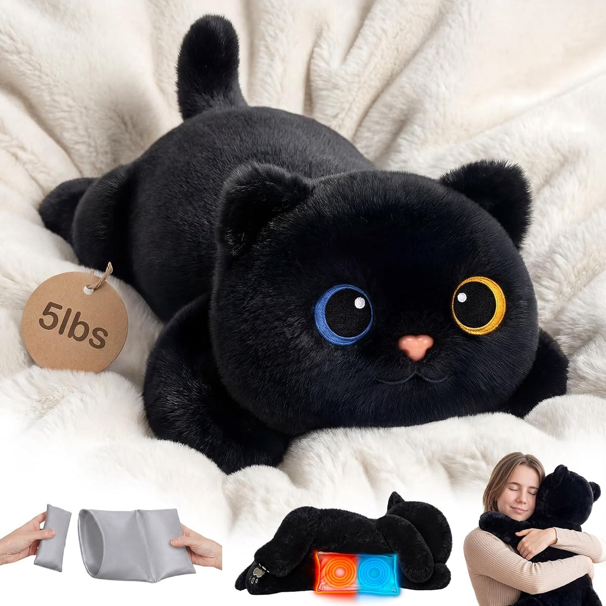Mewaii Cat Weighted Plush Stuffed Toy Heatable Coolable 1-2.3kg