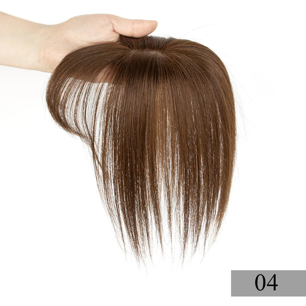 5x9 cm Clip-in Human Hair Topper with Bangs for Women