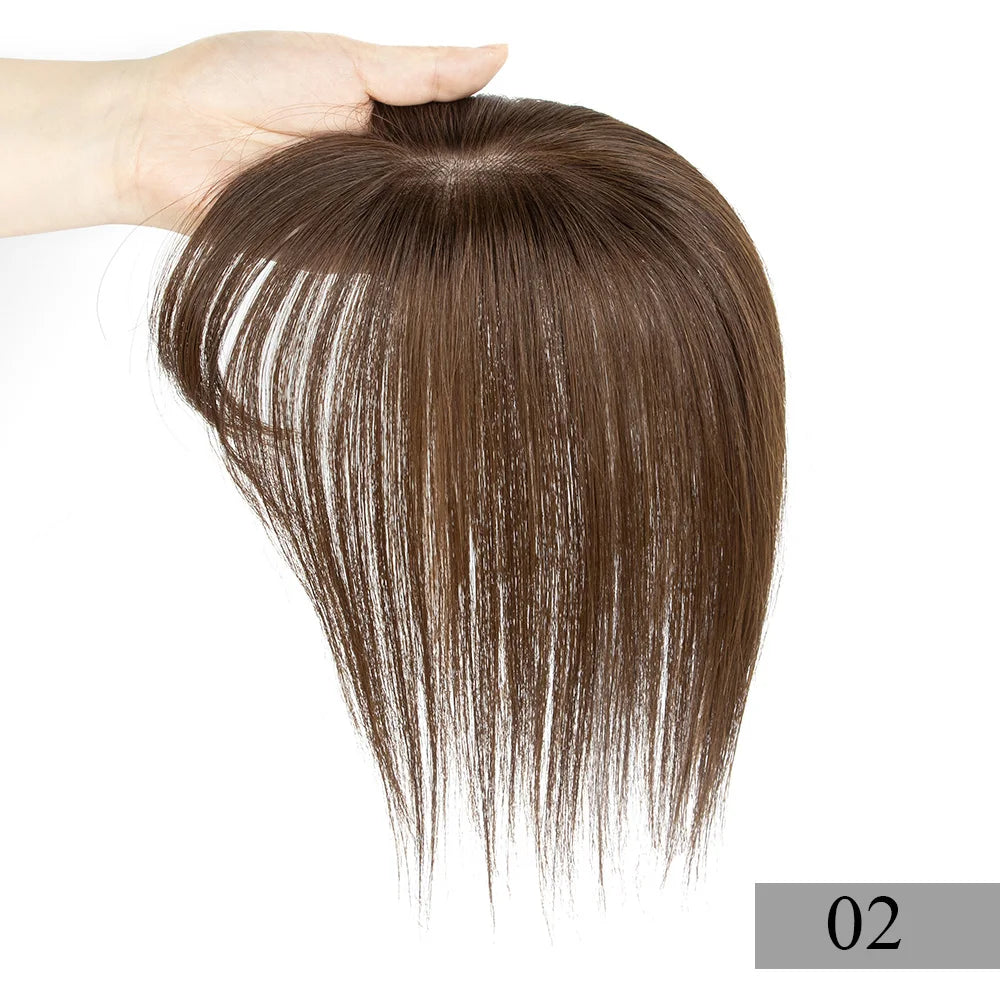 5x9 cm Clip-in Human Hair Topper with Bangs for Women