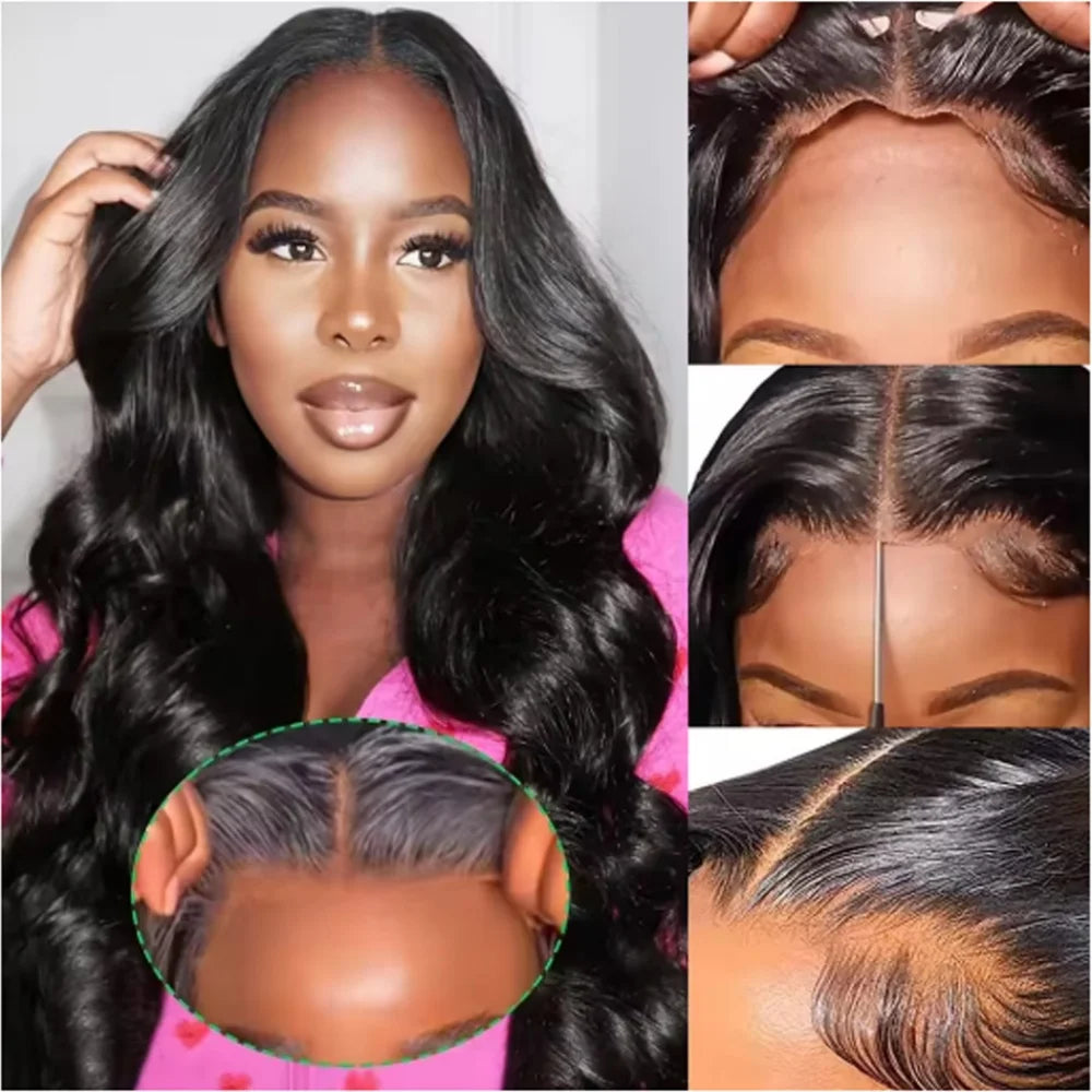 Body Wave HD Transparent Lace Front Human Hair Wig for Women