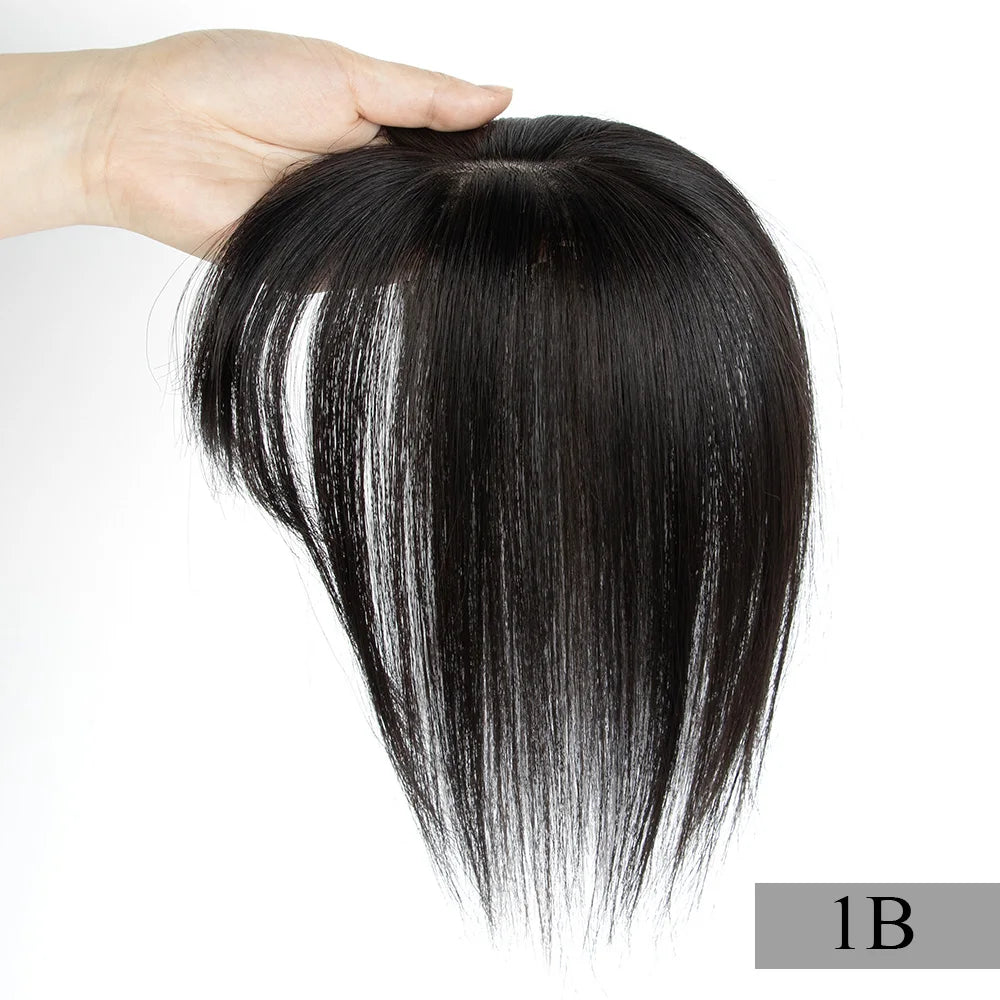 5x9 cm Clip-in Human Hair Topper with Bangs for Women