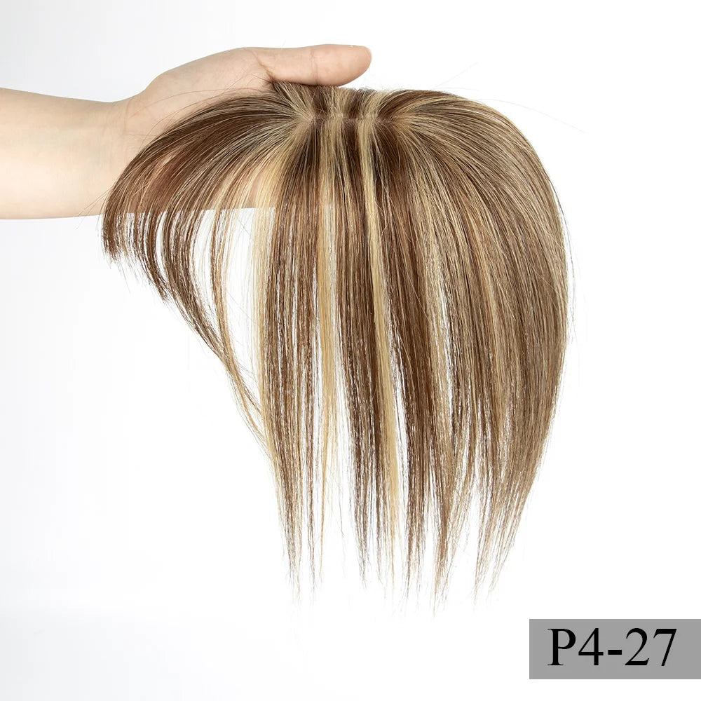 5x9 cm Clip-in Human Hair Topper with Bangs for Women