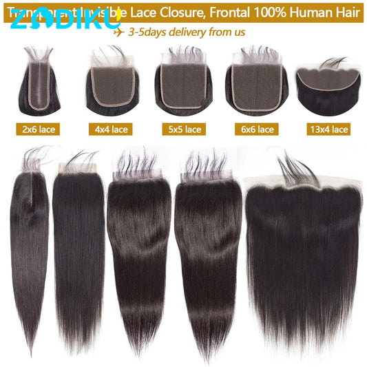 Straight Transparent Lace Closure Human Hair Frontal for Women