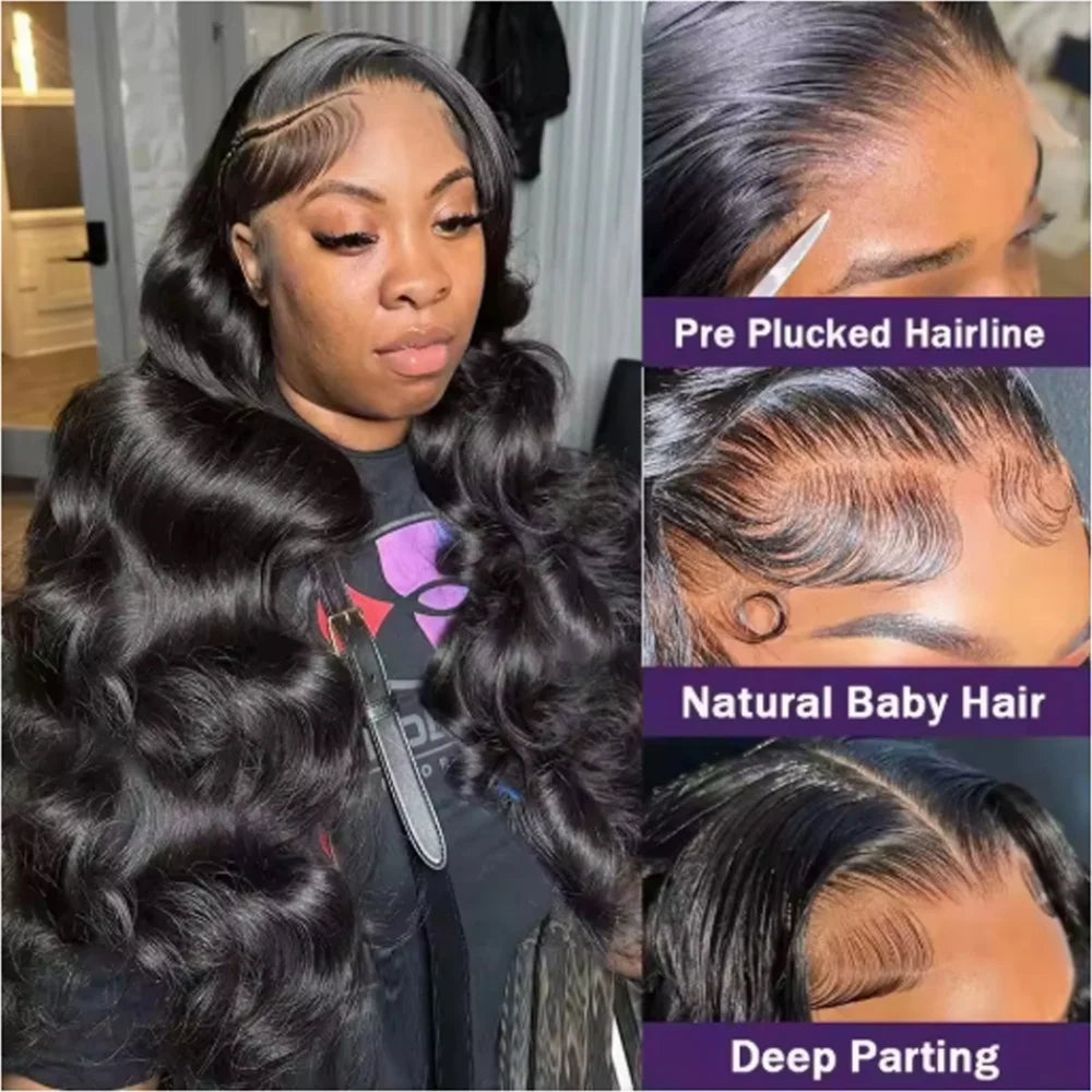 Body Wave HD Transparent Lace Front Human Hair Wig for Women