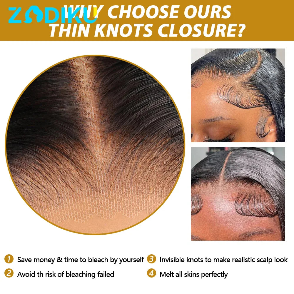 Straight Transparent Lace Closure Human Hair Frontal for Women