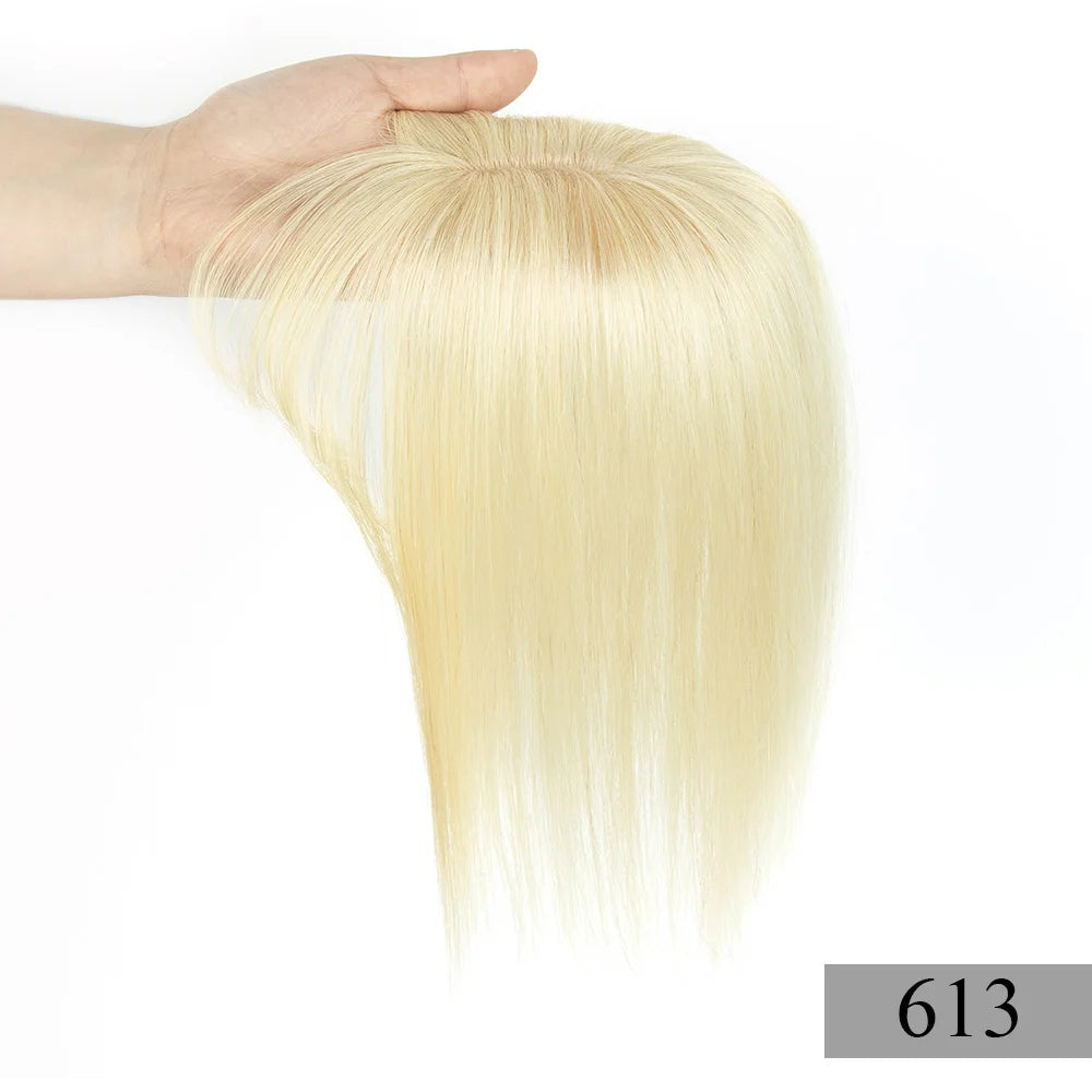 5x9 cm Clip-in Human Hair Topper with Bangs for Women