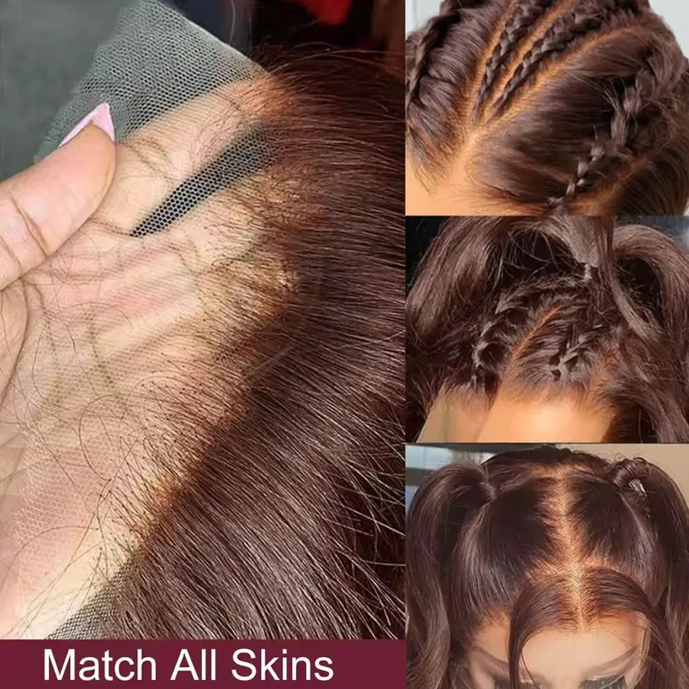 Bone Straight Chocolate Brown 13x4 HD Lace Front Human Hair Wig