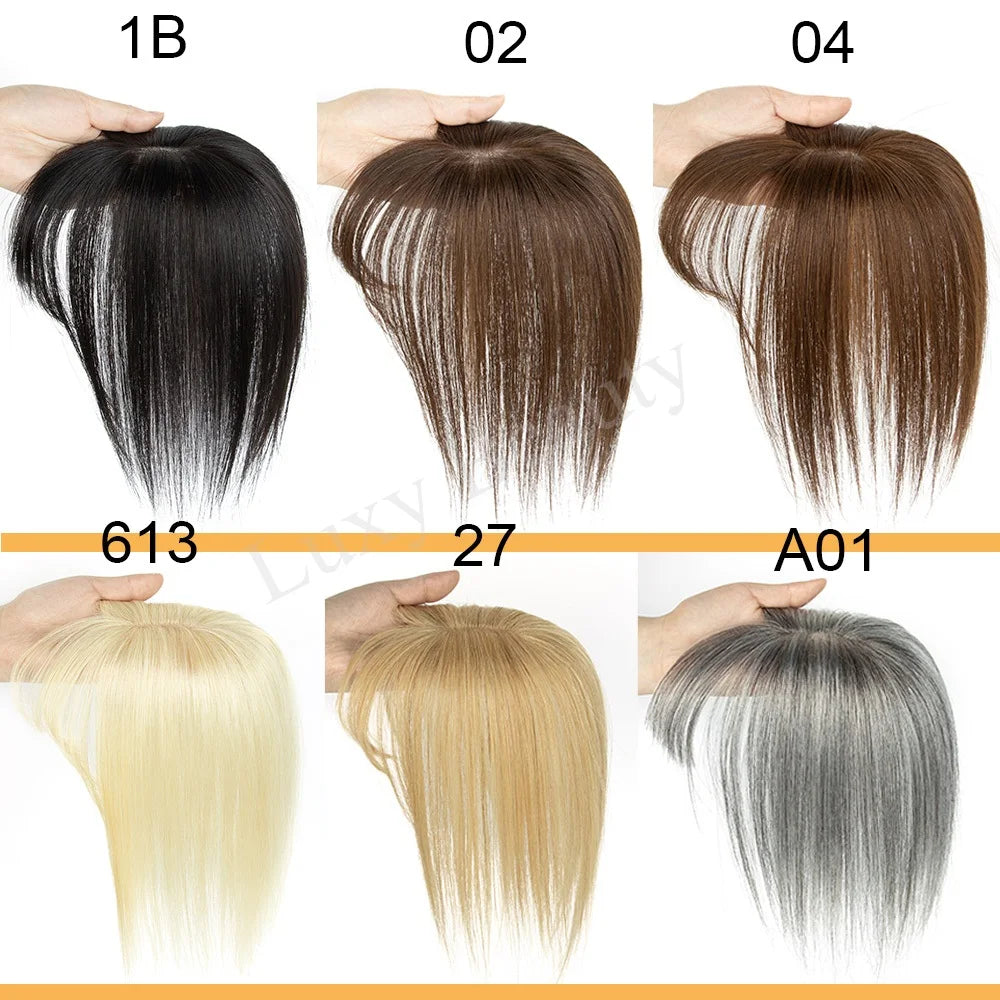 5x9 cm Clip-in Human Hair Topper with Bangs for Women