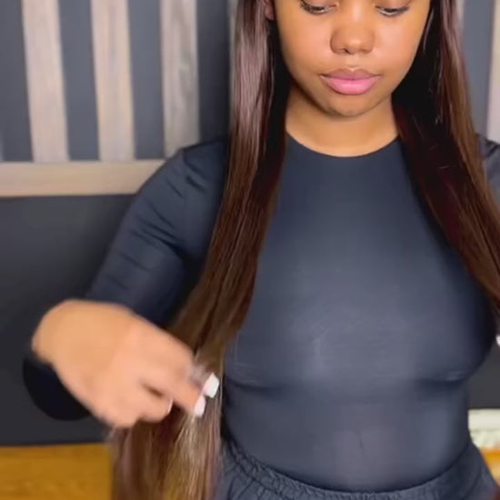 Bone Straight Chocolate Brown 13x4 HD Lace Front Human Hair Wig